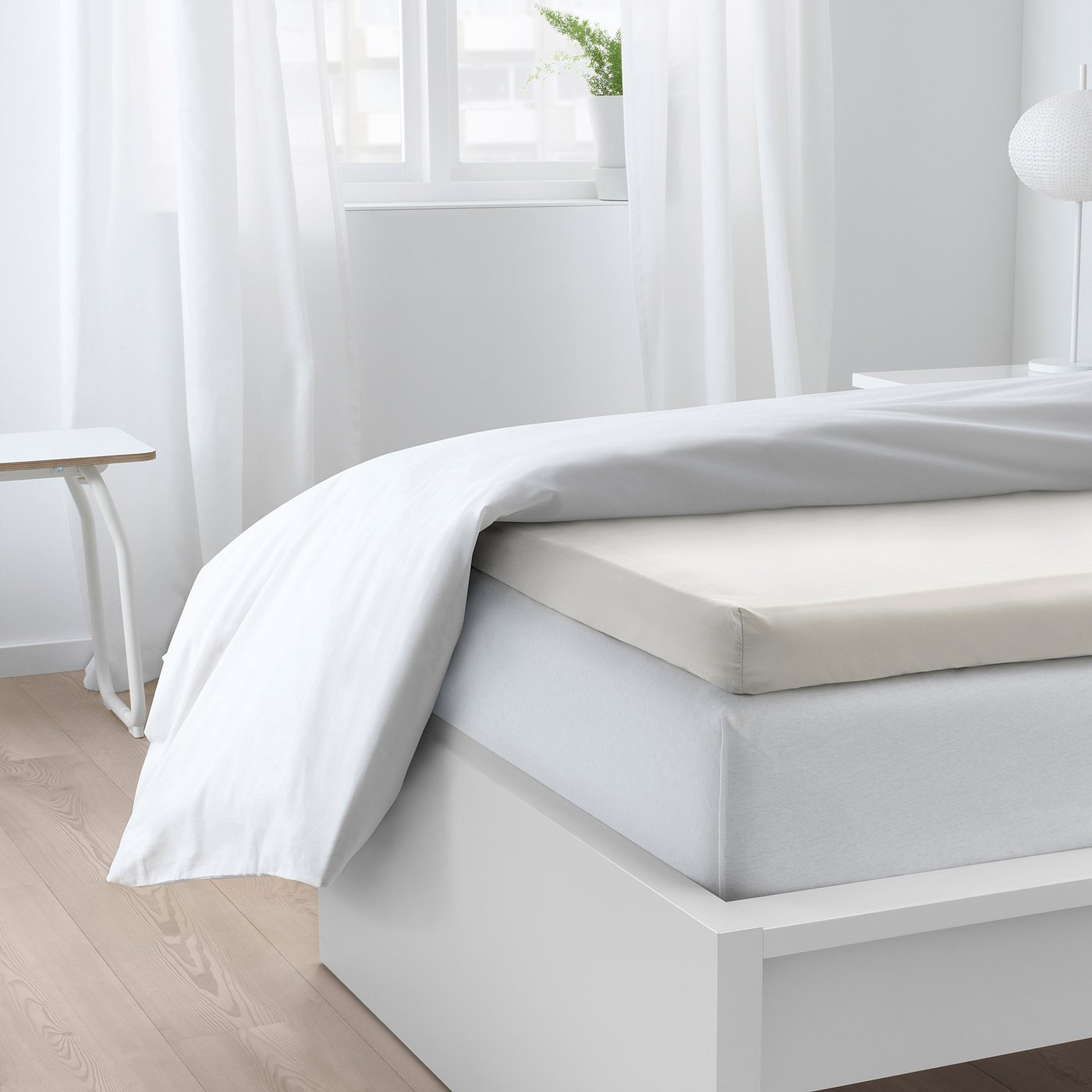 SÖMNTUTA Fitted sheet for mattress pad white IKEA