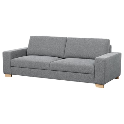 Modern grey SÖRVALLEN sofa, 3-seat, minimalist design, wooden legs.