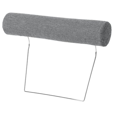 SÖRVALLEN gray neck pillow, round shape, chrome stand, soft fabric.