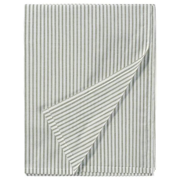 SOLFIBBLA green-white striped sheet set, rectangle, 100% cotton.