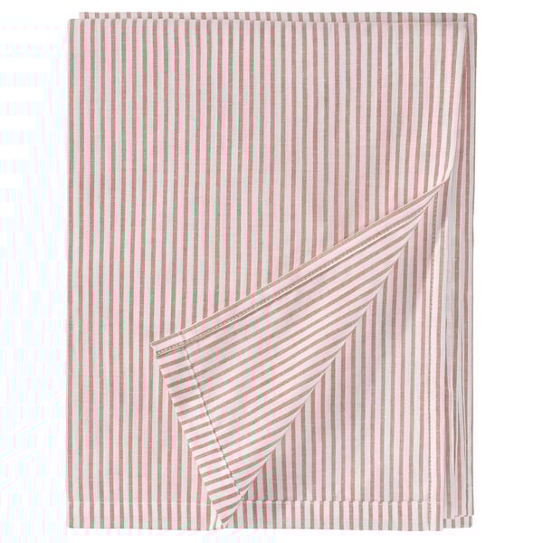 Red & white striped SOLFIBBLA blanket. Recycled cotton. Rectangular with geometric design.