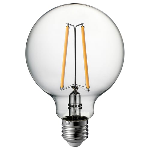 Led light bulb, warm-white, glass, round, IKEA, SOLHETTA.