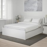 SONGESAND white bed, large with storage, all-white decor, modern minimalist design.