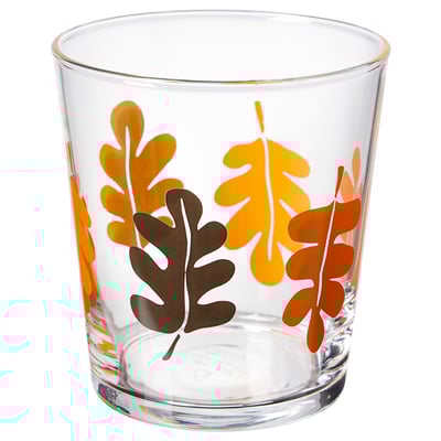 SPETSEKORRE glass with leaf designs, perfect for parties.