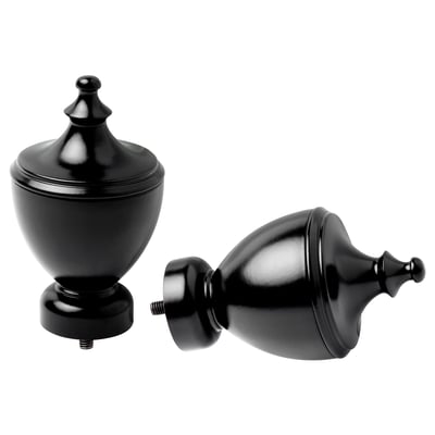 Black urn finials with screws.