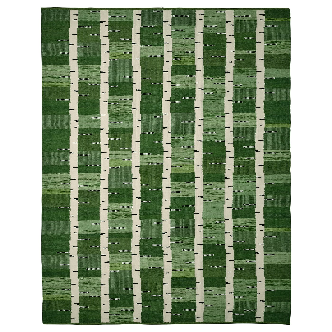 STOCKHOLM 2025 rug, flatwoven, green/white/black handwoven
