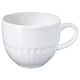 Option: A white STRIMMIG mug, made of stoneware with a textured, flower-inspired design and a handle for easy grip.