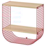 SVENSHULT Wall shelf with storage, brown-red/white stained oak effect, 41x20 cm