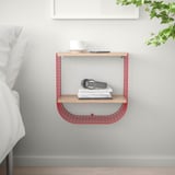 SVENSHULT Wall shelf with storage, brown-red/white stained oak effect, 41x20 cm