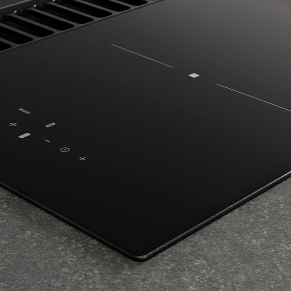 TÄCKNAN Induction hob/integrated extractor, IKEA 300 black, 60 cm