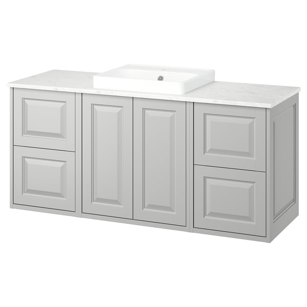 TÄNNFORSEN / ORRSJÖN Wash-stand/wash-basin, light grey/white marble effect, 142x49x71 cm