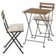 TÄRNÖ Table+2 chairs, outdoor, black/light brown stained foldable/foldable Kuddarna light grey-beige, 55x54 cm