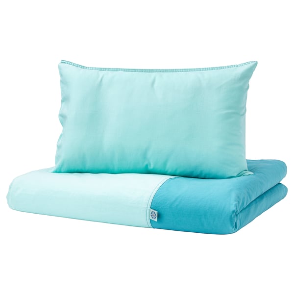 Tillgiven Quilt Cover Pillowcase For Cot Turquoise 110x125 35x55 Cm Ikea