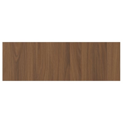 Walnut-finished wooden panel, rectangular, smooth, modern design.