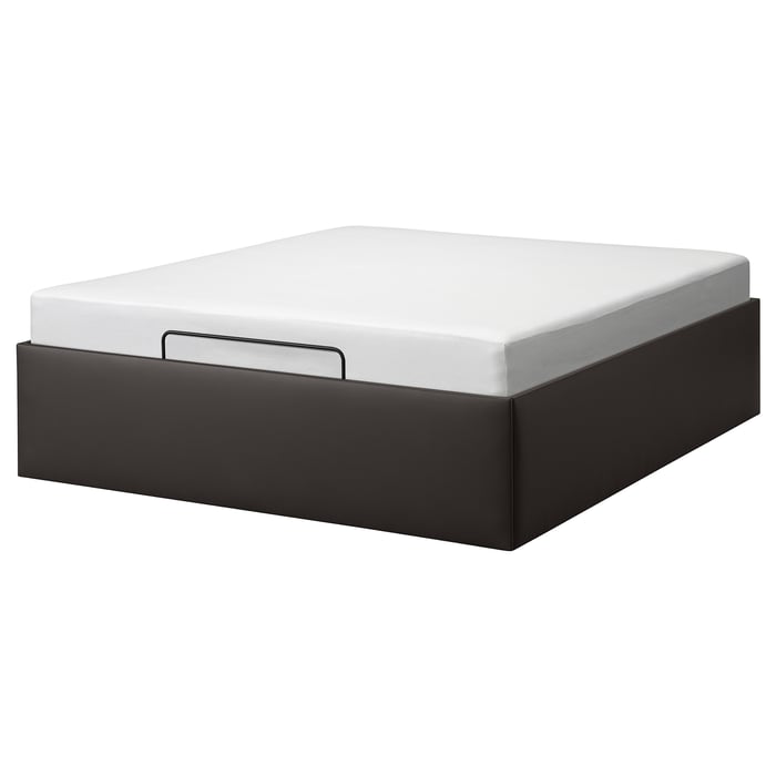 TJÅLLE Upholstered ottoman bed Bomstad dark brown IKEA