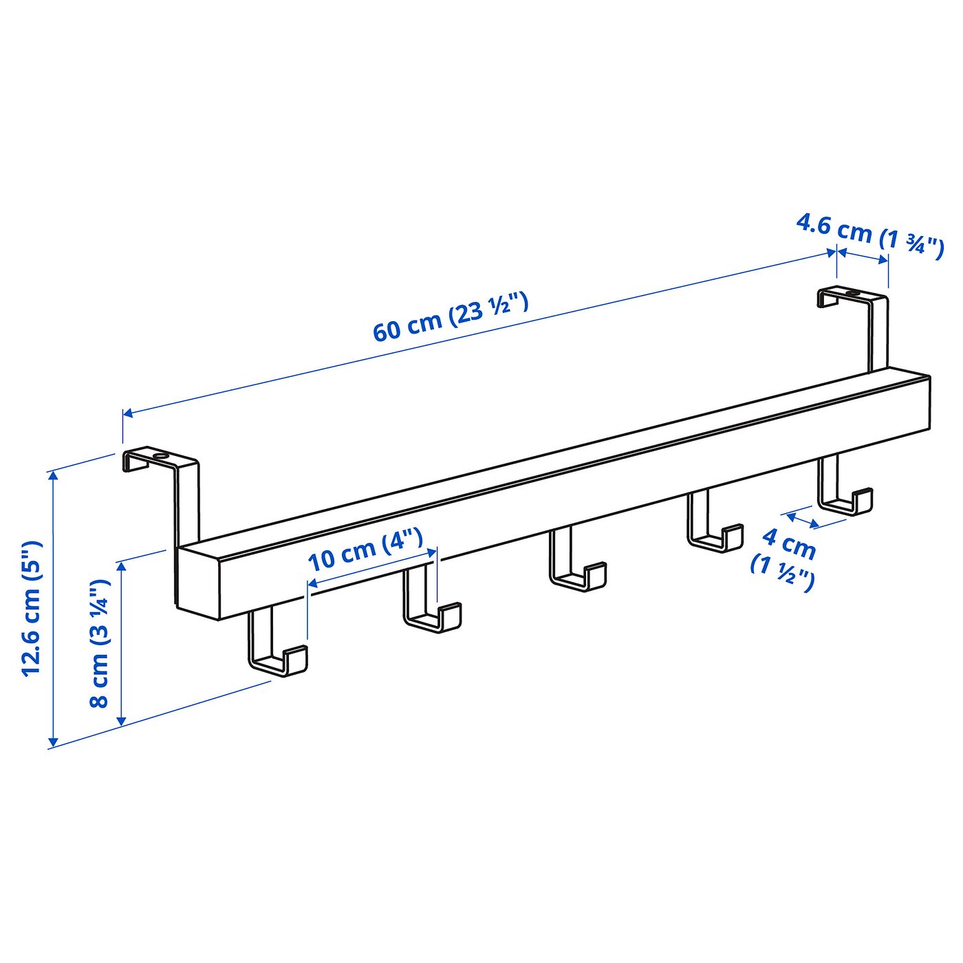 TJUSIG Hanger for door/wall, black, 60 cm - IKEA