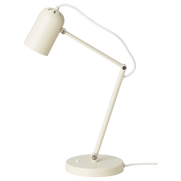 A TOLFT lamp, white, with an adjustable arm and shade, ideal for reading.