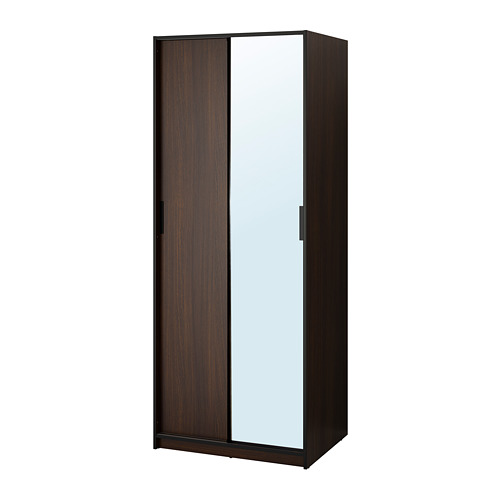 TRYSIL Wardrobe dark brown/mirror glass IKEA