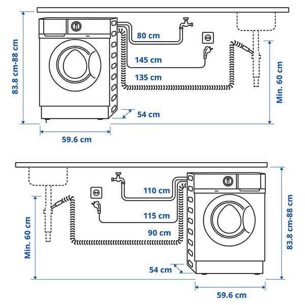 TVÄTTAD Integrated washing machine, white