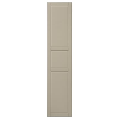 A TYSSEDAL cabinet door in grey-beige with a classic panel design, featuring rounded edges and a durable painted finish.