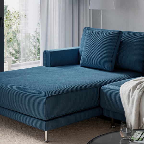 UPPÅKRA 3-seat modular sofa, with chaise longue, left/Samsala dark blue