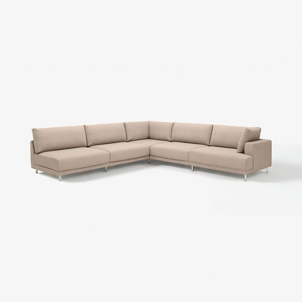 Modern UPPÅKRA sectional sofa, light beige, minimalist design, plush cushions, chrome legs.