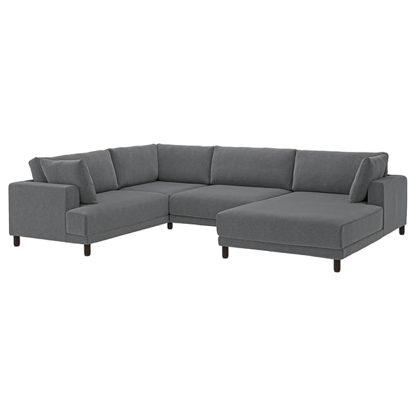 UPPÅKRA U-shaped sofa, 4,5-seat, with chaise longue, right/Johanneshov dark grey