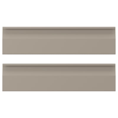 Pair of beige UPPLÖV kitchen cabinet doors with sleek edges and minimalist handles.