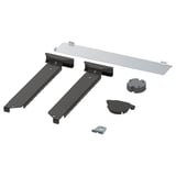 UTRUSTA kitchen fitting kit: black, steel, plastic parts. Includes brackets, plates, & connectors for organising drawers.