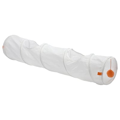 Uttsådd cat tunnel - white mesh with orange toy