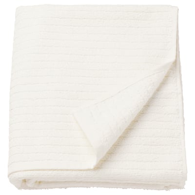 Folded white VÅGSJÖN towel, soft cotton, striped terry design.