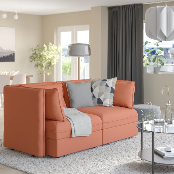 VALLENTUNA 2-seat modular sofa w 2 sofa-beds, Kelinge rust - IKEA
