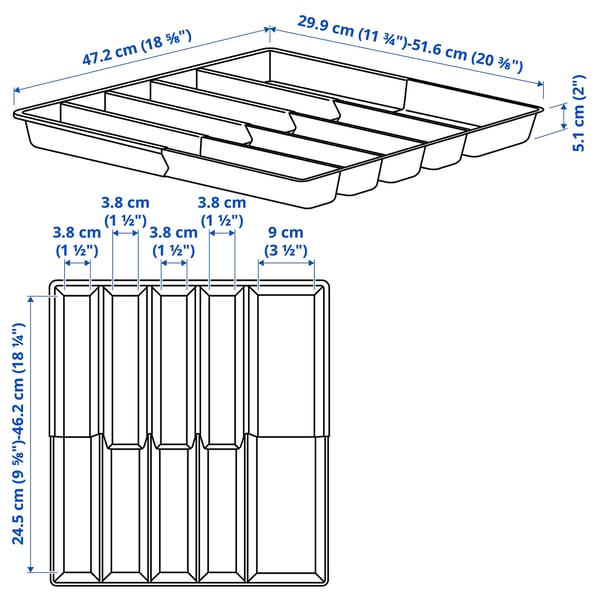 VARIERA Cutlery tray, adjustable, 30-52x47 cm