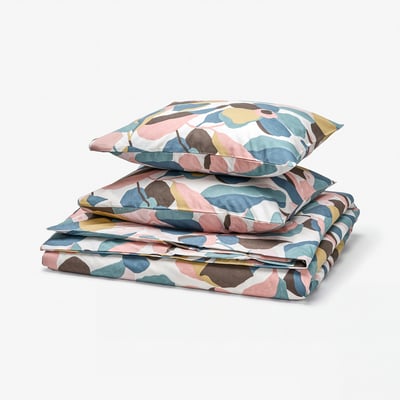 VIDEOXBÄR Duvet cover and 2 pillowcases, white/multicolour, 240x220/50x60 cm