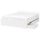White VIHALS bedframe with 2 storage drawers, sleek design, modern look.