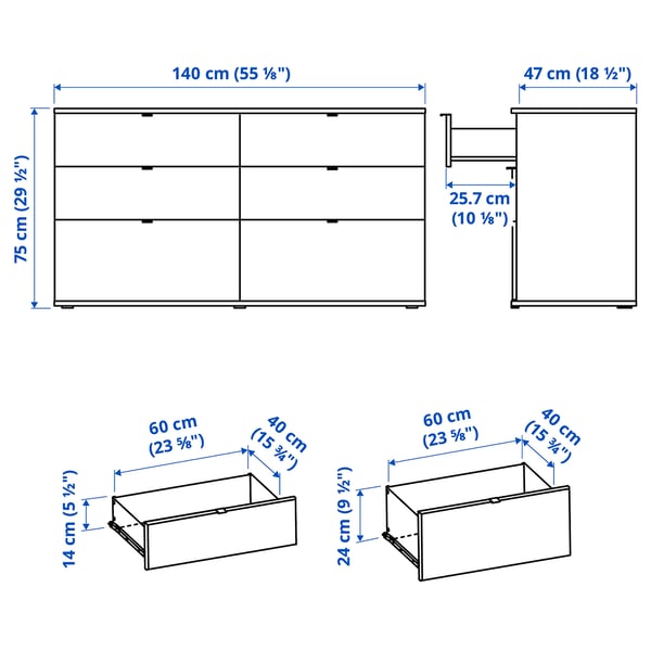 Illustration with measurements for the product: VIHALS.