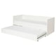 White minimalist daybed with pull-out trundle; modern, simplistic design.