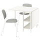 Option: A white VIHALS dining set with a square gateleg table and two light gray chairs.