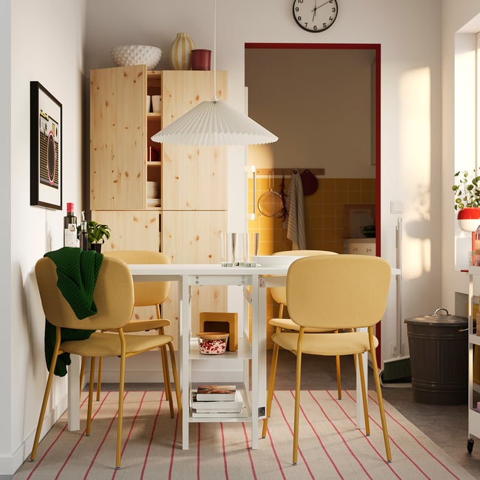 VIHALS / VIHALS table and 4 chairs, gateleg table white/yellow Tibbleby ...