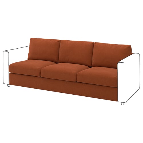 VIMLE 3-seat section, Mosshed red-brown