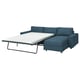 Blue VIMLE sectional sofa-bed, modern design, convertible with mattress.
