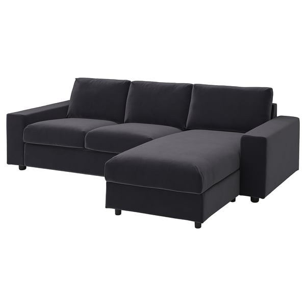 Dark gray VIMLE sectional sofa, sleek with chaos lounge, modern design.