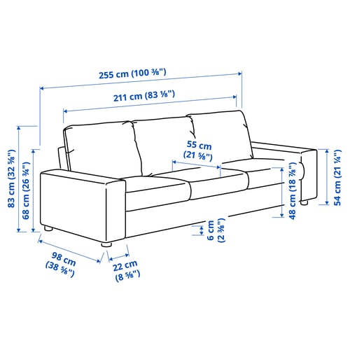 Illustration with measurements for the product: VIMLE.