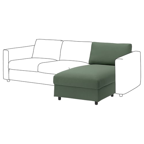 VIMLE Chaise longue section, Knäbäck grey-green