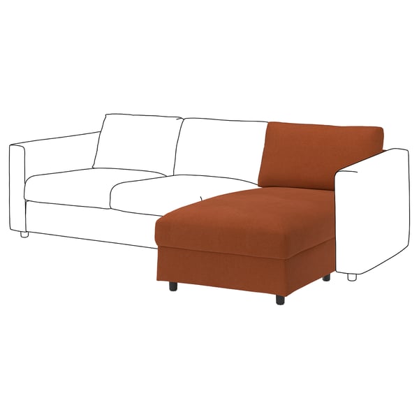 VIMLE Chaise longue section, Mosshed red-brown