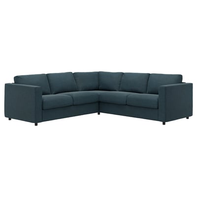 VIMLE: teal 4-seat corner sofa, with soft supportive cushions, modern minimalist design.