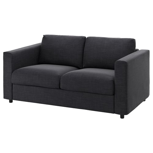 Dark grey VIMLE loveseat with soft, textured fabric and plush cushions.