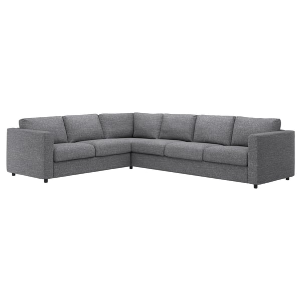 VIMLE sectional sofa, grey tweed, l-shape, modern design, durable fabric.
