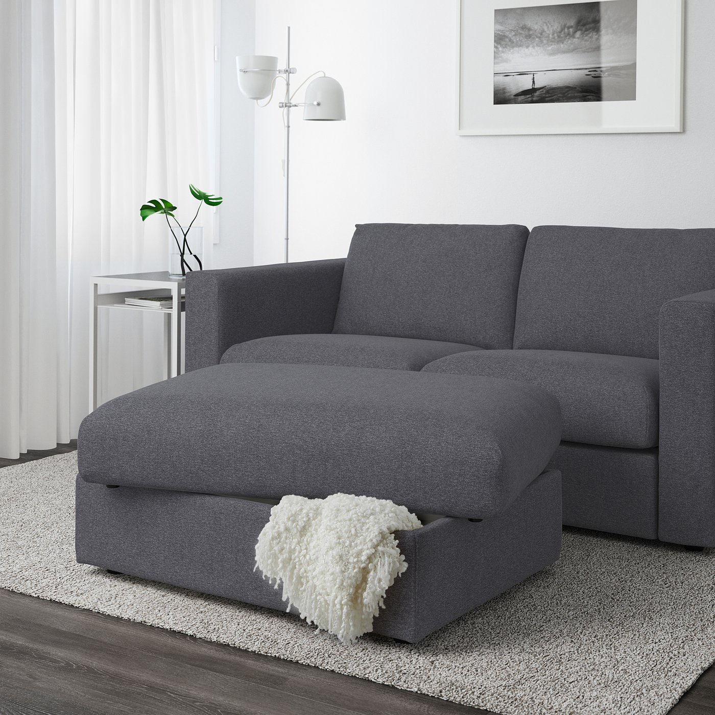VIMLE footstool with storage, Gunnared medium grey - IKEA