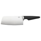 VÖRDA knife, silver blade, black handle, stainless steel, rectangular shape, ergonomic design.